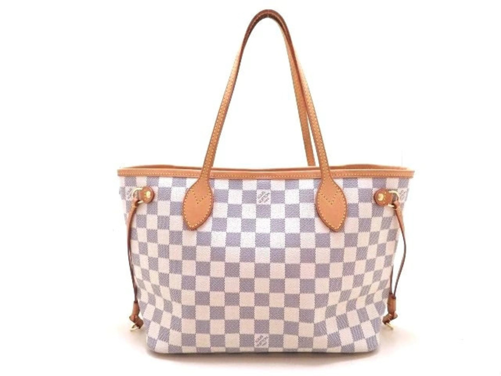 LOUIS VUITTON Tote Bag Damier Azur White Neverfull